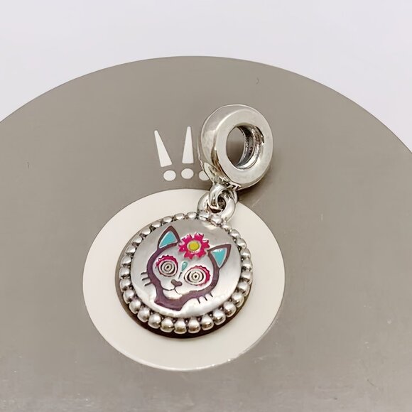 Pandora Calaca Gato Dangle Charm Travel Pendant S925 Silver Jewelry - Picture 1 of 4